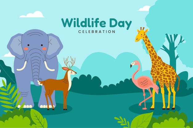 Free vector flat background for world wildlife day