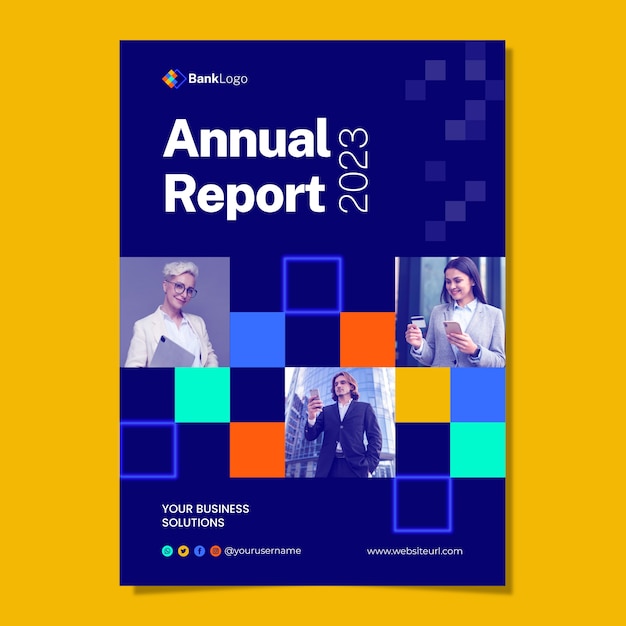 Free Vector flat bank and finance annual report template