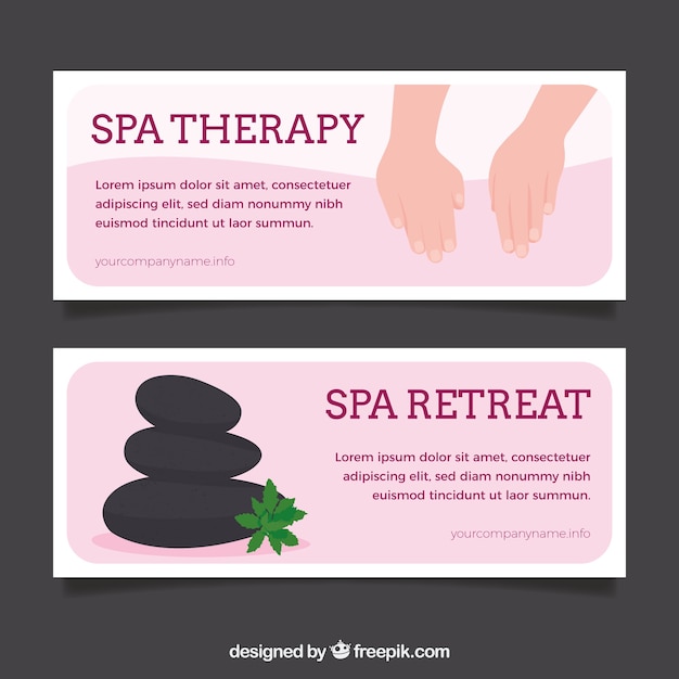 Free Vector flat banners for a spa salon