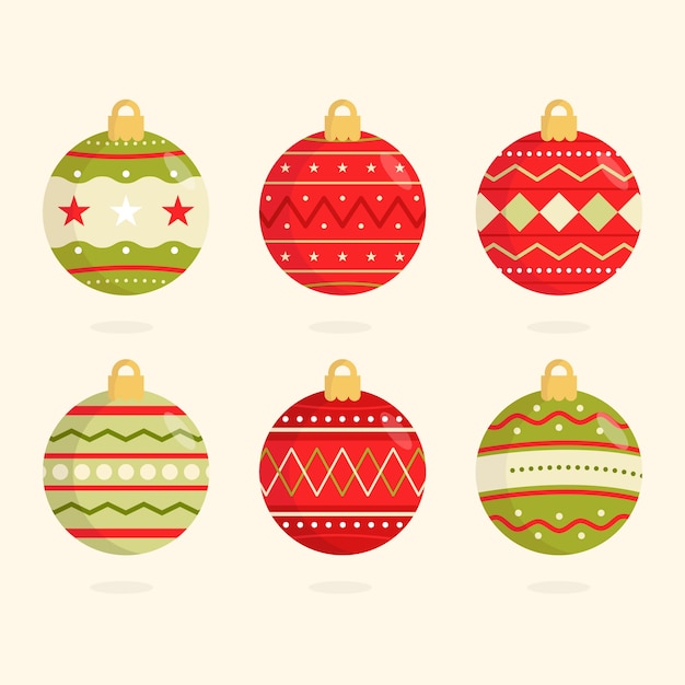 Free Vector flat beautiful christmas balls