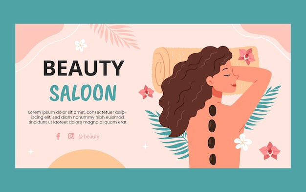 Free Vector flat beauty salon social media promo template