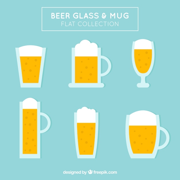 Free Vector flat beer glass & mug collection