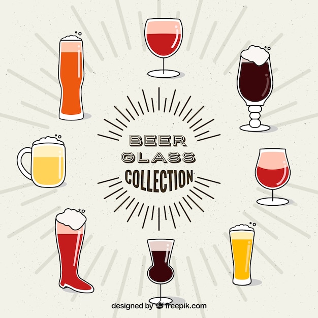 Free Vector flat beer glass & mug collection