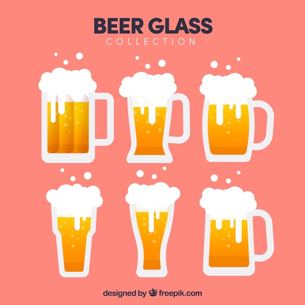 Free Vector flat beer glass & mug collection