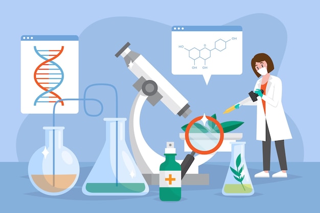 Free Vector flat biotechnology illustration