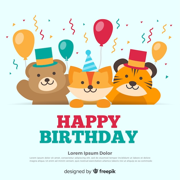 Free Vector flat birthday animal