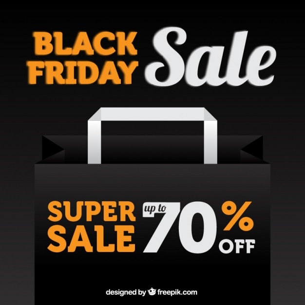 Free Vector flat black friday background with a black shopping bag