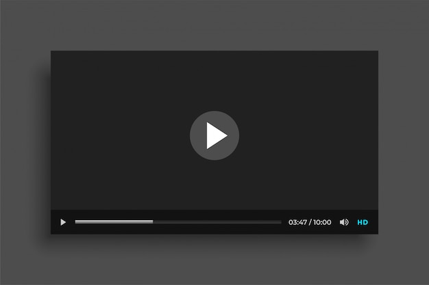 Free Vector flat black video media player web template