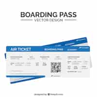 Free vector flat boarding pass with blue zones