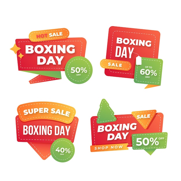 Free vector flat boxing day sale label collection