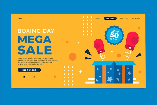 Free Vector flat boxing day sale landing page template