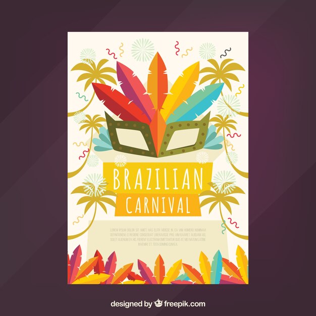 Flat brazilian carnival party flyer/poster