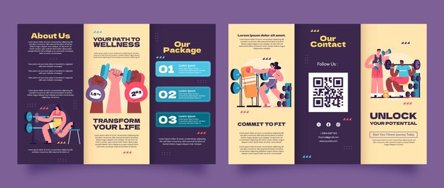 Flat brochure template for fitness center