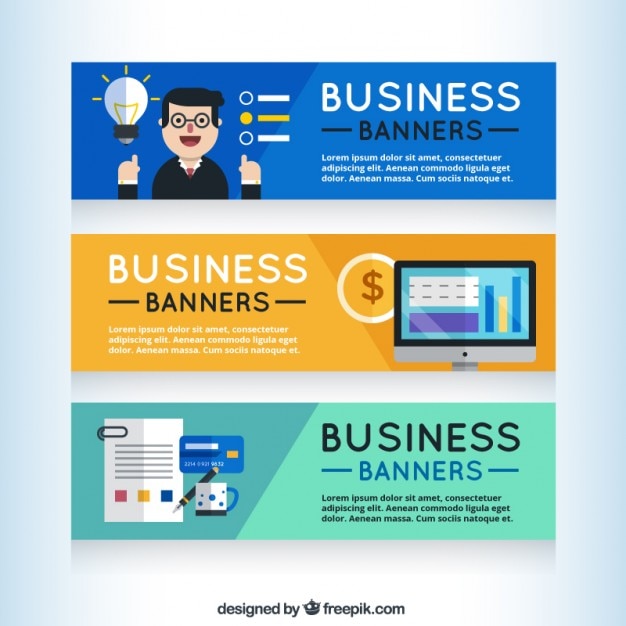 Free Vector flat business banners with elements