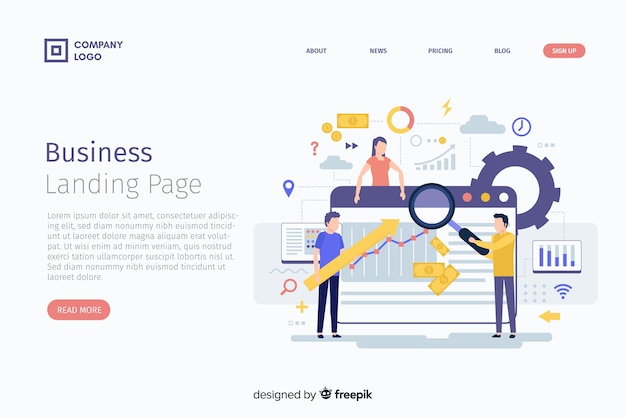 Flat business landing page template