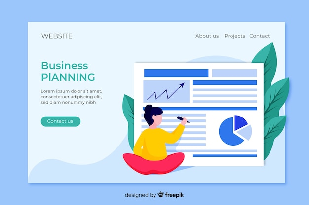 Flat business landing page template