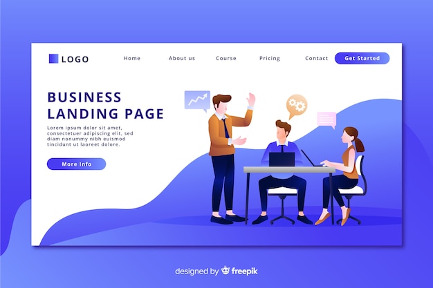 Free Vector flat business landing page template