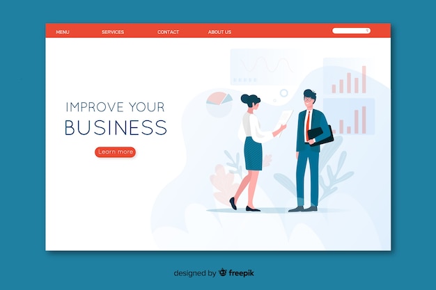 Free vector flat business landing page template