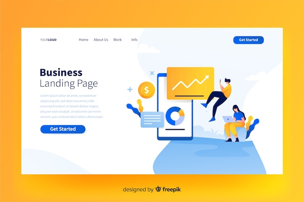 Free vector flat business landing page template