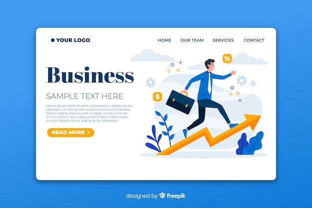 Free vector flat business landing page template