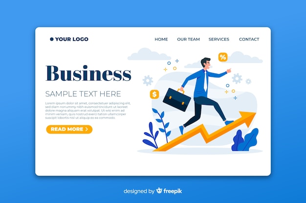 Flat business landing page template