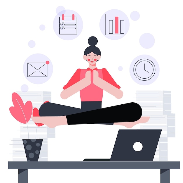 Free Vector flat business people meditating illustration