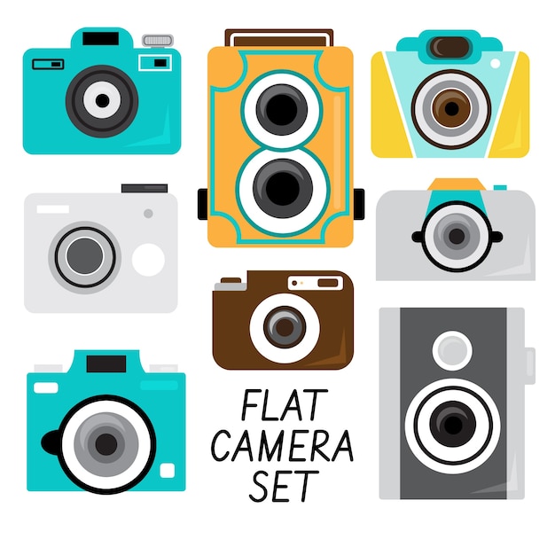 Free Vector flat camera set