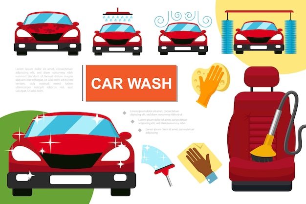 Free Vector flat car washing service composition