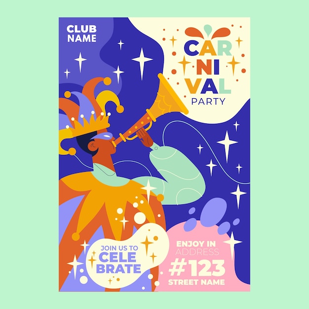 Free Vector flat carnival party invitation template