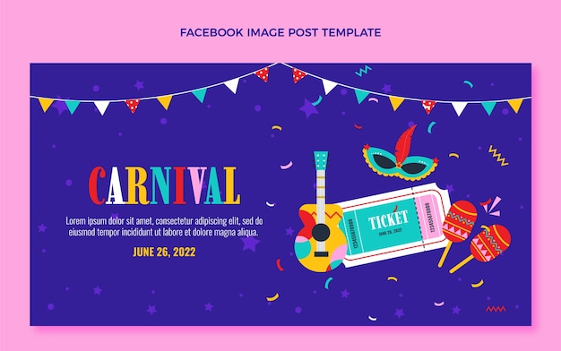 Flat carnival social media post template