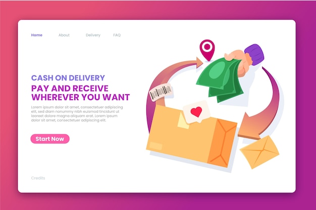 Free Vector flat cash on delivery web template