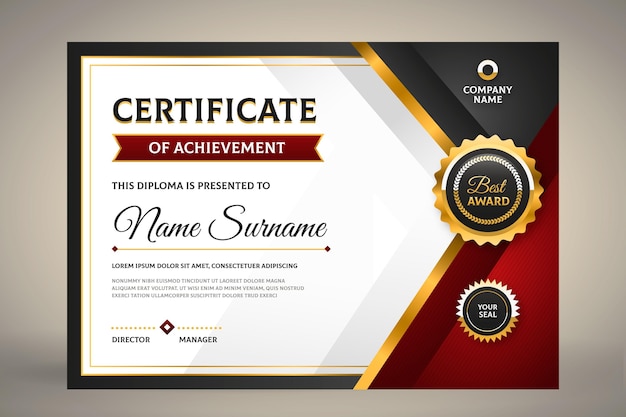 Flat certificate template