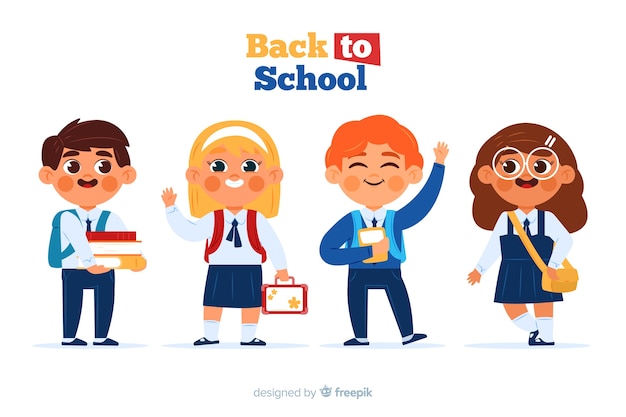 Free vector flat children back to school collection