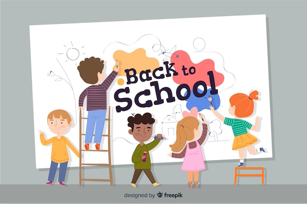 Free Vector flat children back to school 