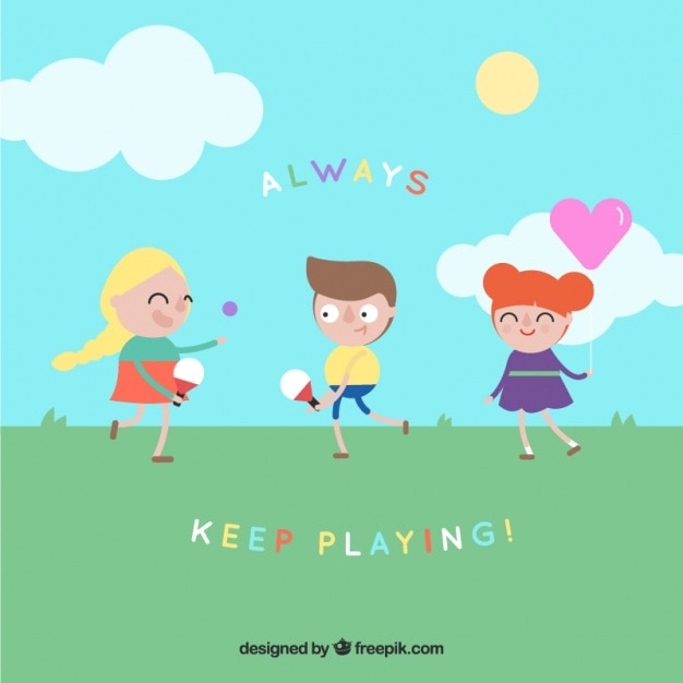 Free vector flat children playing at a field background
