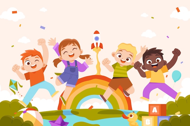 Free Vector flat children's day in spanish background