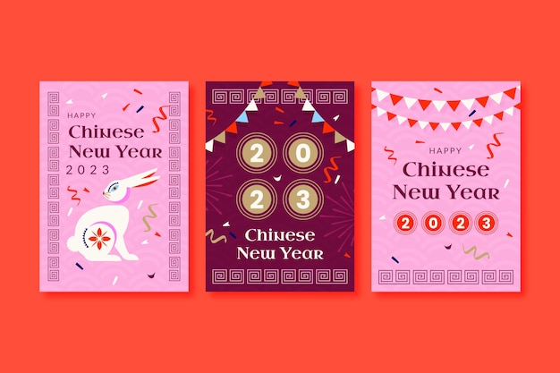 Free Vector flat chinese new year cards collection