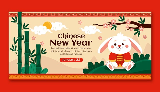 Flat chinese new year horizontal banner template