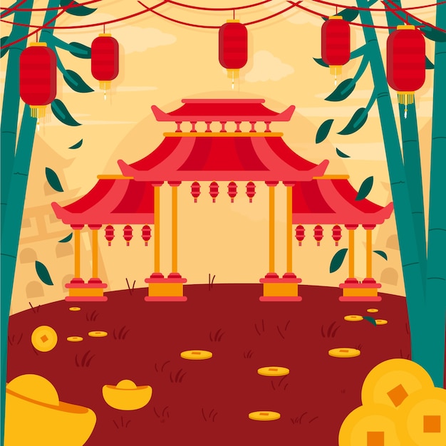 Free Vector flat chinese new year illustration