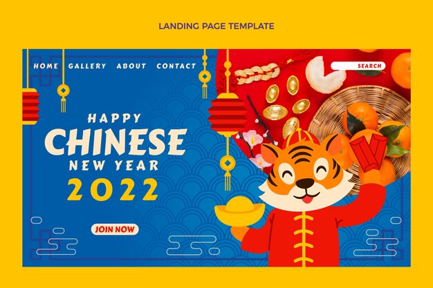 Flat chinese new year landing page template