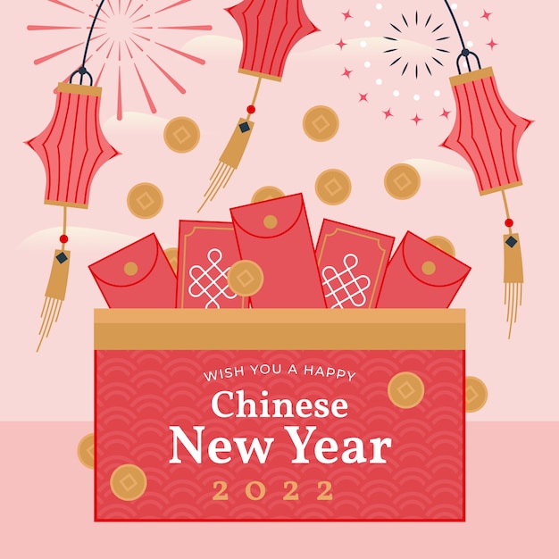 Free Vector flat chinese new year lucky money illustration