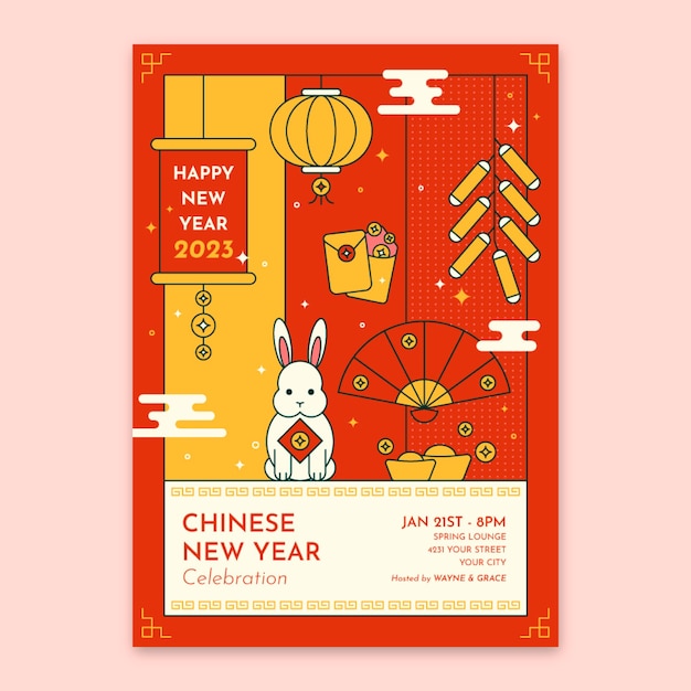 Free Vector flat chinese new year vertical poster template