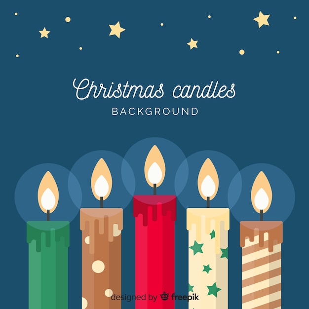 Flat christmas candle background