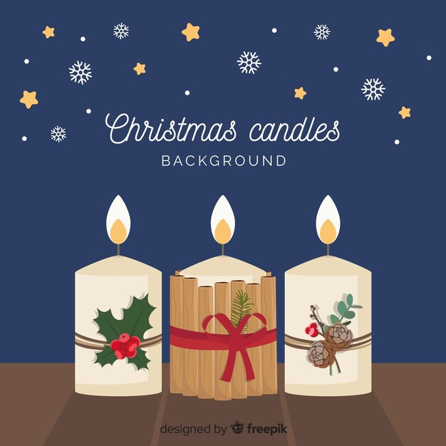 Flat christmas candle background