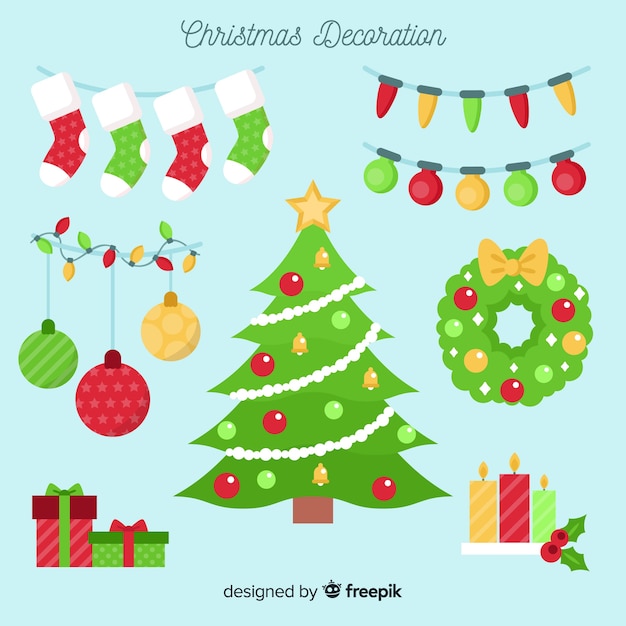 Free Vector flat christmas decoration design