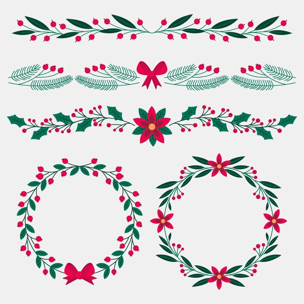 Flat christmas frames and borders collection