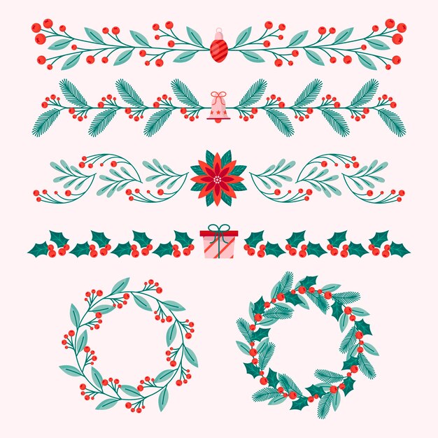 Flat christmas frames and borders collection
