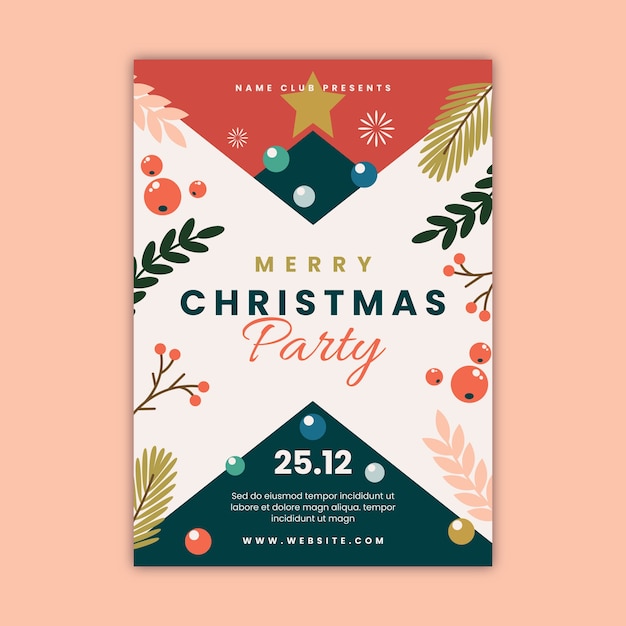 Free Vector flat christmas party poster template