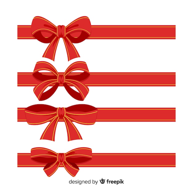 Free Vector flat christmas ribbon collection