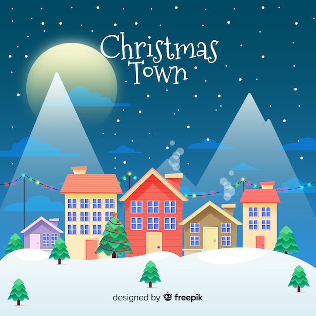 Free Vector flat christmas town background